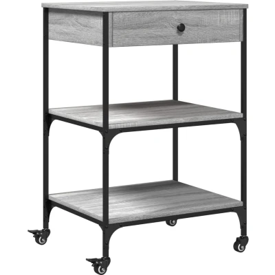 Afbeelding van vidaXL Keukentrolley 60x48x89,5 cm bewerkt hout grijs sonoma eiken