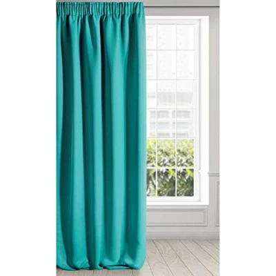 Afbeelding van Eurofirany Logan Gordijn Ondoorzichtig, Blackout, Satijn Verduisteringsgordijn met Krulband 1 Stuk. Elegant, Glad, Effen kleur, Woonkamer, Slaapkamer, Turquoise, 135x270 cm
