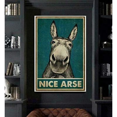 Afbeelding van Inga Donkey Nice Arse Vintage Poster Muurdecoratie Metalen bord 20x30,5 cm