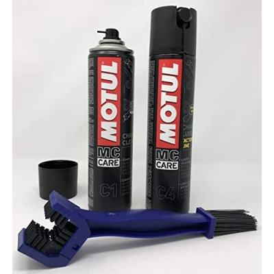 Afbeelding van MOTUL MC Care Kettingverzorging C1 Chain Clean 400ml C4 Lube Road + borstel