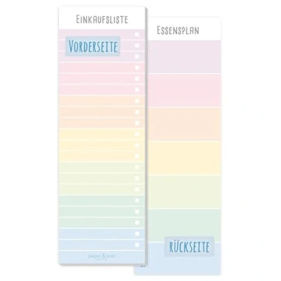 Afbeelding van paper&amp;you® boodschappenlijstblok [Rainbow] incl. magneet, 50 vellen staand formaat boodschappenlijstje notitieblok voedselplanner op de achterkant duurzaam en klimaatvriendelijk