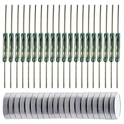 Afbeelding van Gebildet 20 stks Glas Reed Switch Contact, Magneet Near Connect Circuit, Away Break Magnetische Inductie Schakelaar (2mm x 14mm) Met Multi Use Plaat