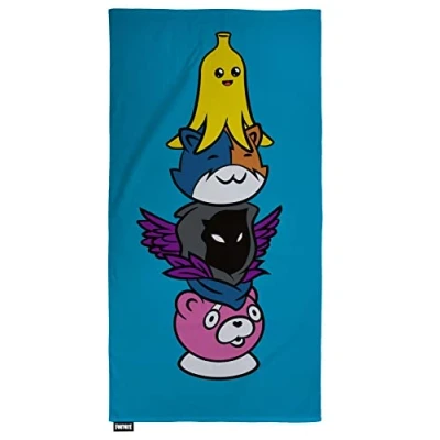 Afbeelding van Fortnite Officiële handdoek Peely, Meowscles, Raven en Knuffel Team Leader Design Super Zacht 100% Katoen Perfect voor thuis, strand zwembad 140 x 70 cm,