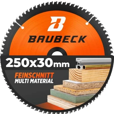 Afbeelding van BAUBECK zaagblad 250x30 Multi materiaal fijne snede van 250 x 30 cm, voor hout, aluminium en nog veel meer. Cirkelzaagblad mm, compatibel met alle afkortzagen