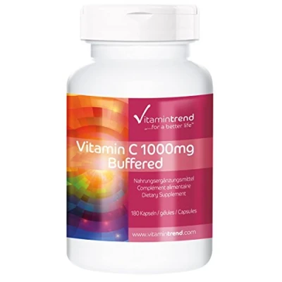 Afbeelding van Gebufferde vitamine C 1000mg 180 veganistische capsules maagvriendelijk ! VOOR 6 MAANDEN Gemaakt in Duitsland Vitamintrend®