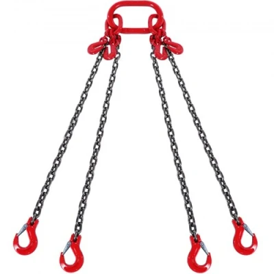 Afbeelding van VEVOR 4 strengen kettinghanger, 1,5 m kraanketting met haken, G80 bosbouwketting, 2993 kg aanslagkettingen voor motortrekken, motorhefketting, Ø 6 mm, chokerketting, vorkkophaak, hoge sterkte