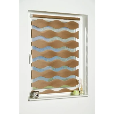 Afbeelding van K home Klemmfix dubbel rolgordijn&quot;Welle&quot; zonder boren taupe 100 cm x 150 (B L)