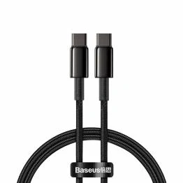 Afbeelding van Baseus Tungsten Gold stevig geweven USB C kabel 100W 1m Zwart