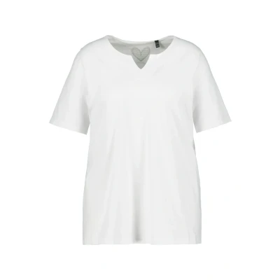 Afbeelding van Ulla Popken Ausschnitt Halbarm Tshirt basic, Dames, Maat: 54/56, White