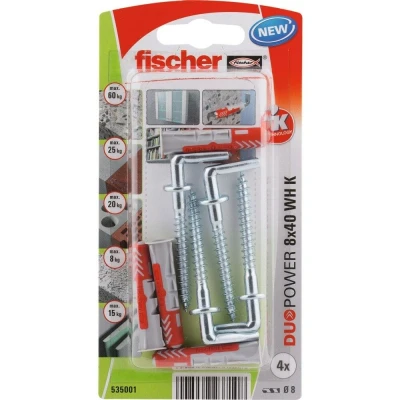 Afbeelding van Fischer plug duopower 8x40mm met winkelhaak 4 stuks