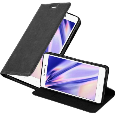 Afbeelding van Cadorabo Hoesje geschikt voor Xiaomi RedMi 3S in ZWARTE NACHT Beschermhoes met magnetische sluiting, standfunctie en kaartvakje Book Case Cover Etui