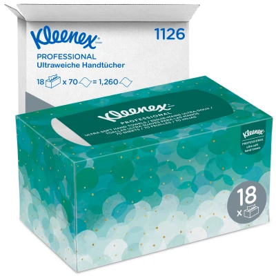 Afbeelding van Handdoek Kleenex Ultra i vouw 1 laags dispenserdoos 70vel wit 1126