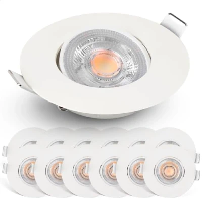 Afbeelding van Spotjes Wit Dimbaar 12 stuks Ultralage Inbouwdiepte 480 Lumen 2700K Warm 4.9W 50 Kantelbaar Emos Exclusive Inbouwspots Led