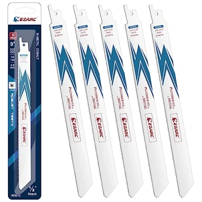 Afbeelding van EZARC Reciprozaagblad Bi Metaal Kobalt Reciprozaagbladen voor Snijden 225mm 14TPI R922PM (5 Stuks)