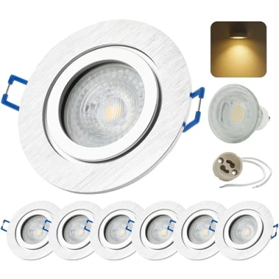 Afbeelding van Sweet LED, IP44 Aluminium Frame, Badkamer, incl. GU10 7W Warm Wit Bad, Inbouwspot, Aluminium, Klikvergrendeling, Inbouwframe Inbouwspot (6xZilver 7W)