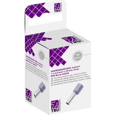 Afbeelding van TRU COMPONENTS T1904C056 Adereindhulzen 4 mm² Deels geïsoleerd Grijs 50 stuk(s)