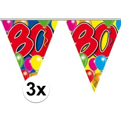 Afbeelding van 3x Vlaggenlijn 80 jaar 10 meter Vlaggenlijnen