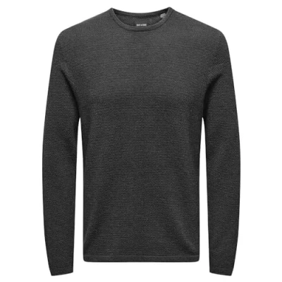 Afbeelding van ONSPANTER REG 12 STRUC Crew Knit NOOS, dark grey melange, S