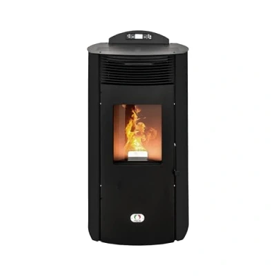 Afbeelding van STUFE A PELLET ITALIA Siberia New 15 kW WI FI pelletkachel met convectie verwarmt 140 m² efficiëntie 92% autonomie 30 uur 5 snelheden en programmeerbaar vermogen 24 maanden garantie zwart