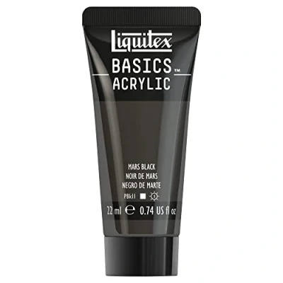 Afbeelding van Liquitex 8870468​ Basics acrylverf Mars Black, 22 ml tube, lichtecht, waterbestendig, voor het schilderen en decoreren van hout, metaal, keramiek, kunststof, canvas