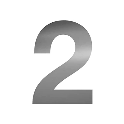Afbeelding van kfz_675_2 Cijfersticker nr. 2 in zilver, hoogte 10 cm, zelfklevend huisnummer, cijfer om op te plakken, voor buiten, brievenbus, deur, weerbestendig