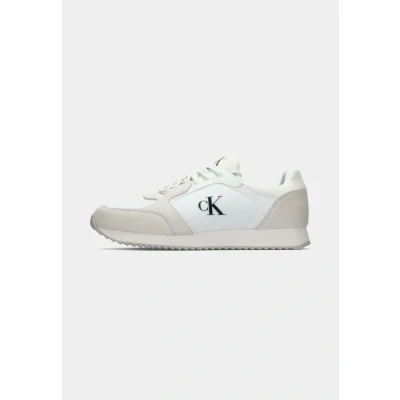 Afbeelding van Calvin Klein Jeans Retro Sneakers laag, Heren, Maat: 45, Bright white/black Leer/ synthetisch