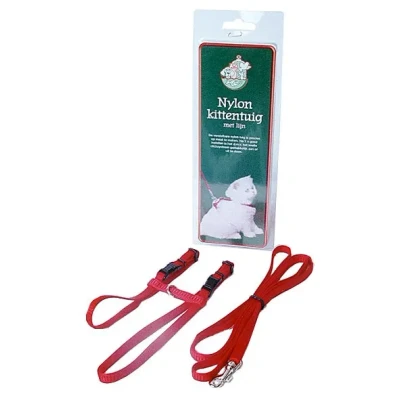 Afbeelding van Nylon kittentuig met lijn rood Gebr. de Boon