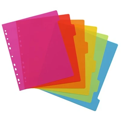 Afbeelding van VIQUEL Set van 6 polypro tabbladen A4 maxi. Neon meerkleurig