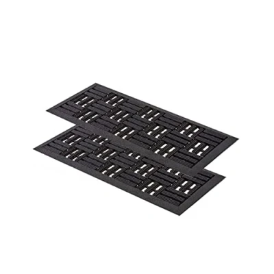 Afbeelding van Rubbermat buitendeur 25x60 cm set van 2 Dynamic buitendeurmat rubber deurmat buiten antislip en stevig hoogte: 6mm