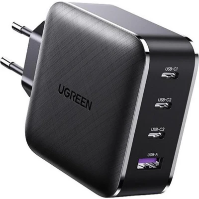 Afbeelding van UGREEN Highspeed 65W compact smartphone &amp; laptop lader geschikt voor iPhone, Macbook pro, Android en Surface book Quick charge met 3 USB C poorten 3.0 poort A