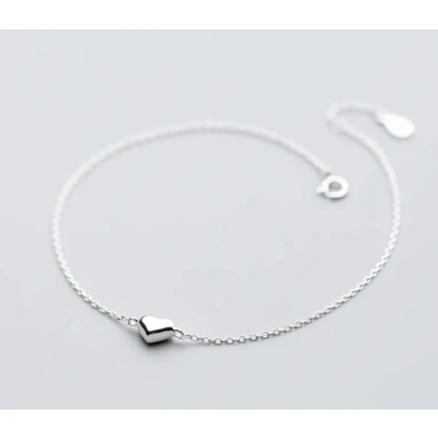 Afbeelding van N3 Collecties Eenvoudige 925 sterling zilveren gladde hartvormige enkelbanden voor dames