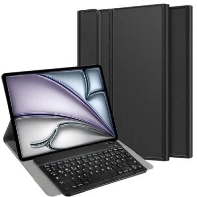 Afbeelding van Cazy Hoes met Toetsenbord geschikt voor iPad Air 13 2024 (1st Gen) Qwertz indeling Zwart