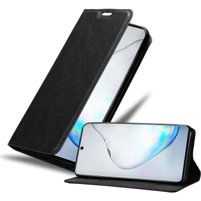 Afbeelding van Cadorabo Hoesje geschikt voor Samsung Galaxy NOTE 10 in ZWARTE NACHT Beschermhoes Case magnetische sluiting Cover