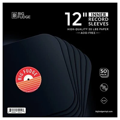 Afbeelding van BIG FUDGE Vinyl Hoezen Platen 30 cm x 50 Stuks Speciale Zwaargewicht &amp; Zuurvrij Zwarte Editie Slanke Anti Statische Platenhoezen voor LP Singles