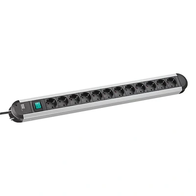 Afbeelding van Bachmann 330.073 Stekkerdoos met schakelaar Aluminium, Zwart Randaarde stekker 1 stuk(s)