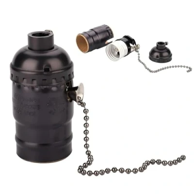 Afbeelding van VIFER E27 Vintage lampfitting, lamphouder adapter met trekkettingschakelaar, plafondfitting lampvoet voor doe het zelf wand , tafel staande of plafondlamp