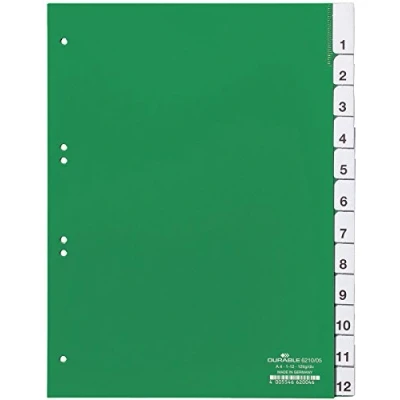 Afbeelding van Durable Tabbladen A4 12 delig gelaste tabs 1 voorblad