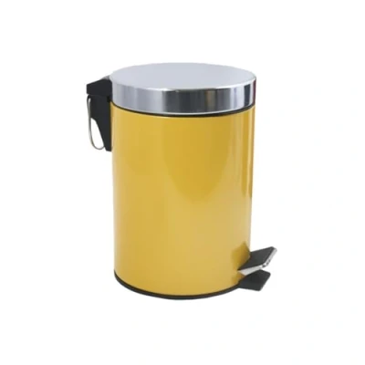 Afbeelding van MSV Prullenbak/pedaalemmer metaal saffraan geel 3 liter 17 x 25 cm Badkamer/toilet Pedaalemmers