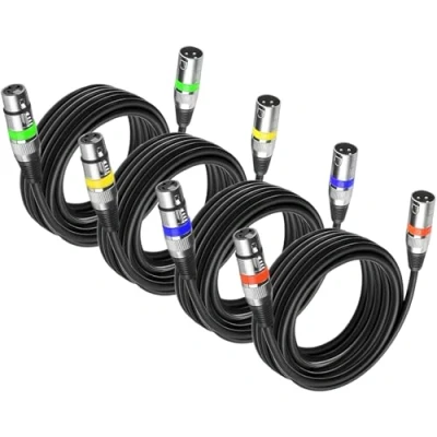 Afbeelding van (pakket van 4) 3 pins XLR mannelijk naar vrouwelijk microfoonkabel 5 m/16,4ft, Dmx signaalkabel verbindingskabel kabels voor podiumverlichting (metalen connector)