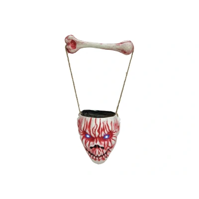Afbeelding van Europalms Halloween decoratie hangende schedel met licht en geluid versiering accessoires feestjes