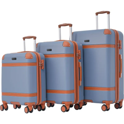 Afbeelding van Merax Kofferset Harde ABS Koffers Lichtgewicht Rollkoffers met 4 Wielen TSA slot Uitbreidbare Capaciteit Handbagage en Ruime Opbergruimte (Blauw + Bruin)
