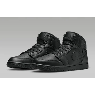 Afbeelding van Jordan AIR 1 MID Sneakers hoog, Heren, Maat: 41, Black Leer en textiel