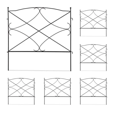 Afbeelding van Relaxdays 6 delig perkhekje 60 cm sierhekwerk sierhekje tuin tuinhekje metaal