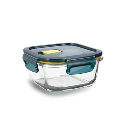 Afbeelding van Quid Astral container vierkant, luchtdicht, glas, 13,6 x 7 cm, 52 ml, blauw