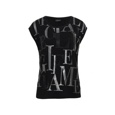 Afbeelding van s.Oliver Black Label MIT GLÄNZENDEM Folien Tshirt print, Dames, Maat: 34, Schwarz