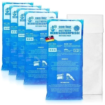 Afbeelding van COM FOUR® 5x groot meervoudig kompres met fleece hoes, koude en warme kompressen, 29 x 12 cm geschikt voor microgolven Made in Germany (05 stuks groot)