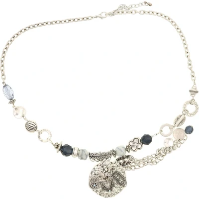 Afbeelding van Behave Dames ketting zilver kleur met hangers 65 cm
