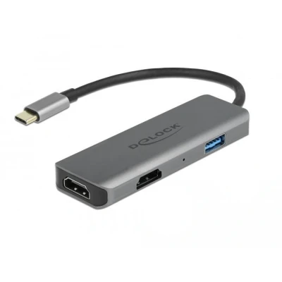 Afbeelding van Delock USB Type C™ zu Dual HDMI Adapter mit 4K 60 Hz und Port