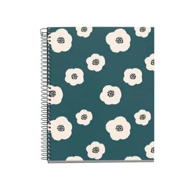 Afbeelding van Miquelrius Notitieboek A5 (148 x 210 mm), 100 vellen, geruit, 70 g/m², vaste kartonnen omslag, 4 kleurlinten, spiraalbinding, 2 gaten, geruit notitieboek, mooi schrijfwaren, groen