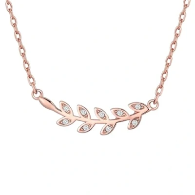 Afbeelding van Philip Jones Rosé vergulde blad ketting gemaakt met Zirkondia® kristallen, Kristal, Kristal